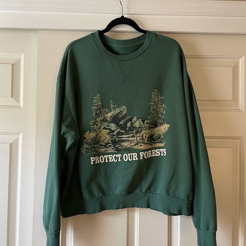 Pacsun Oversize Protect Our Forests Crew Neck Sweatshirt